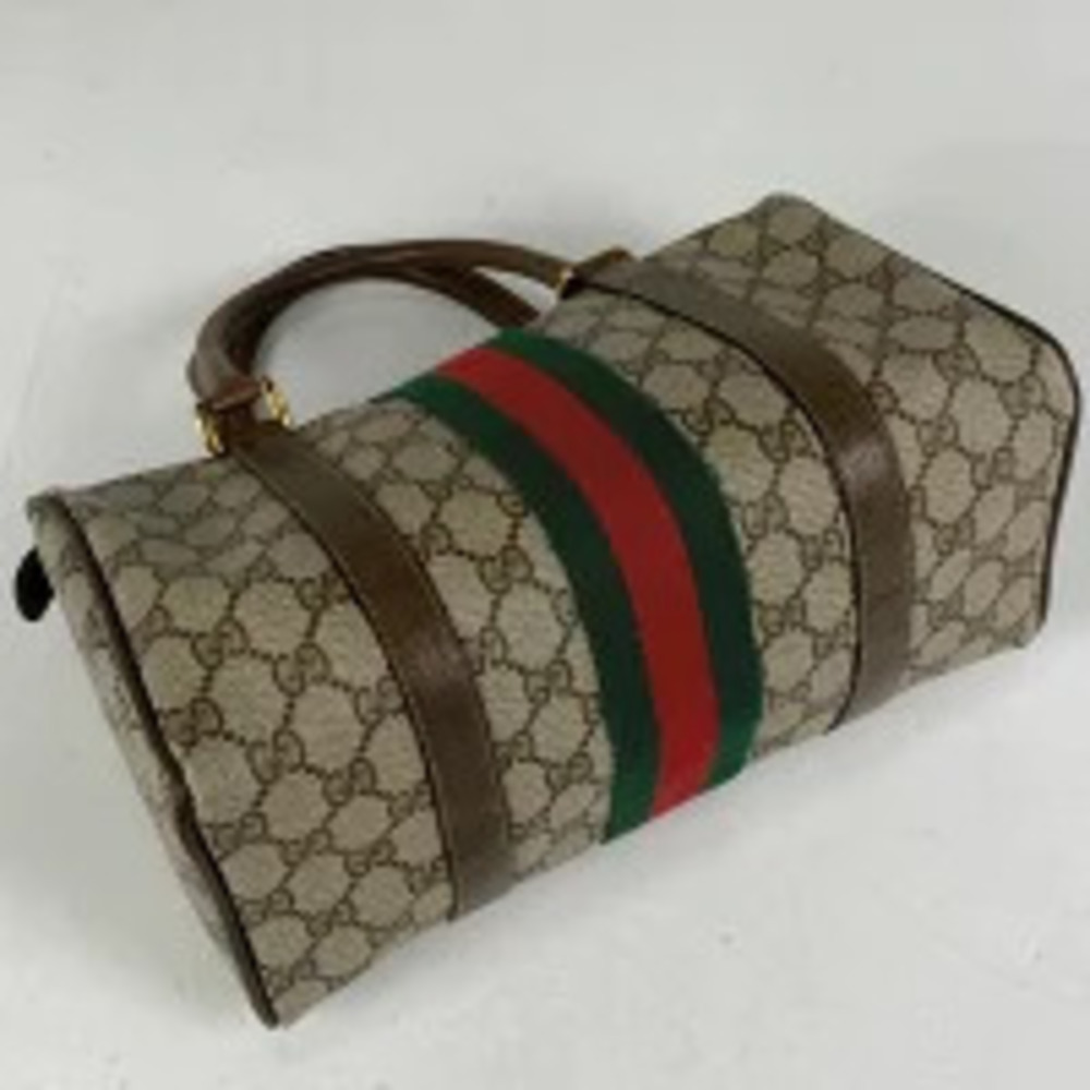 Gucci Boston handbag canvas Sherry GG beige Webbing Tan